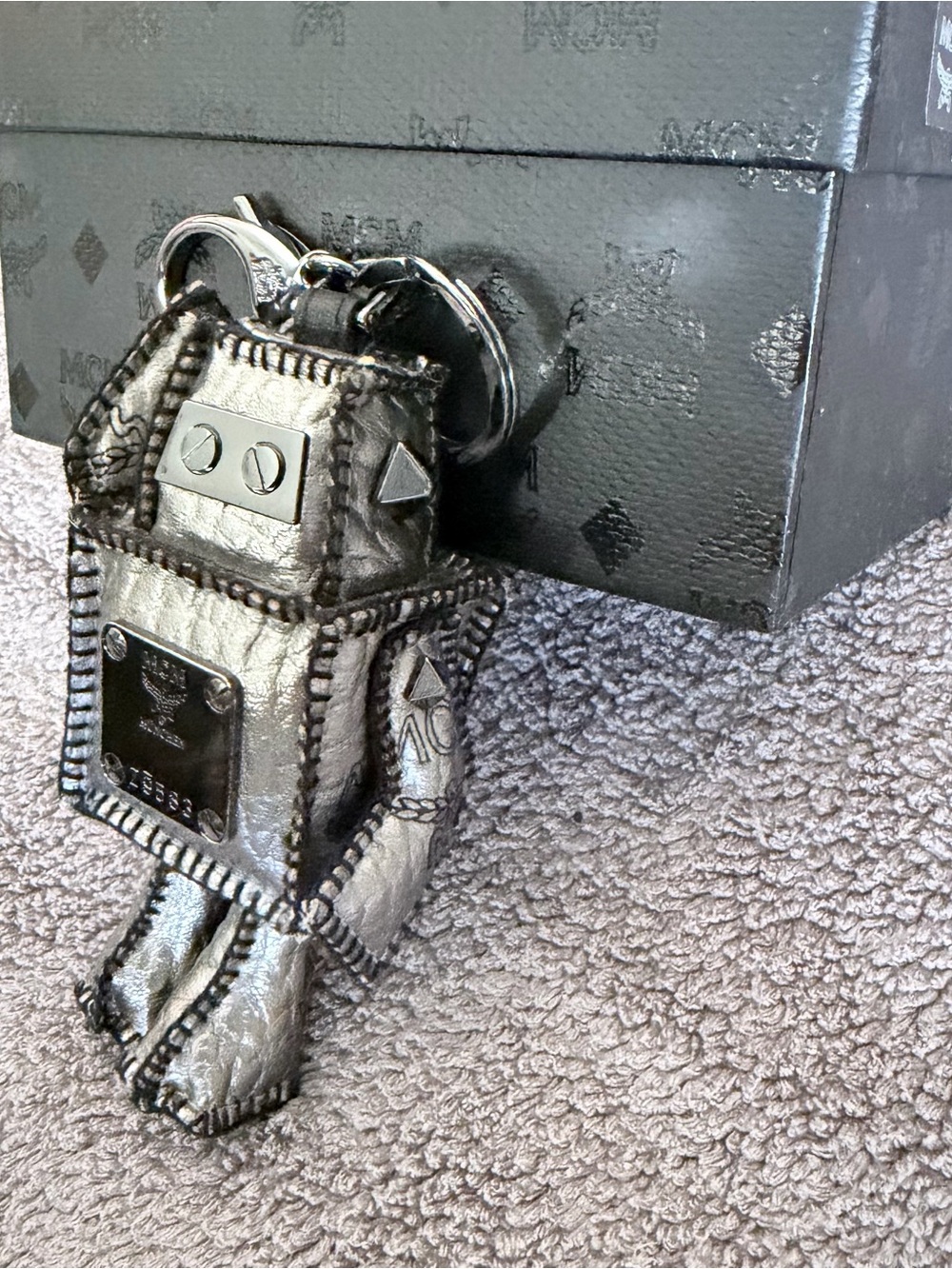 MCM Metallic Silver Robot Bag Charm Keychain 100% authentic - Picture 2 of 3